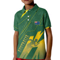 Australia Athletics Kid Polo Shirt Australian Flag Map Track Runner Silhouette Green Gold