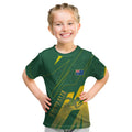 Australia Athletics Kid T Shirt Australian Flag Map Track Runner Silhouette Green Gold