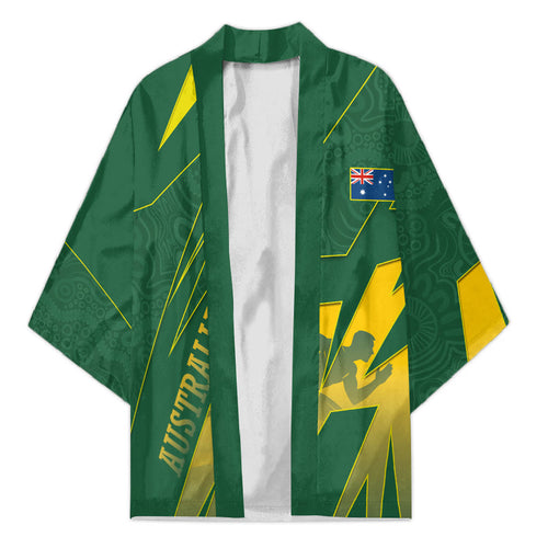 Australia Athletics Kimono Australian Flag Map Track Runner Silhouette Green Gold