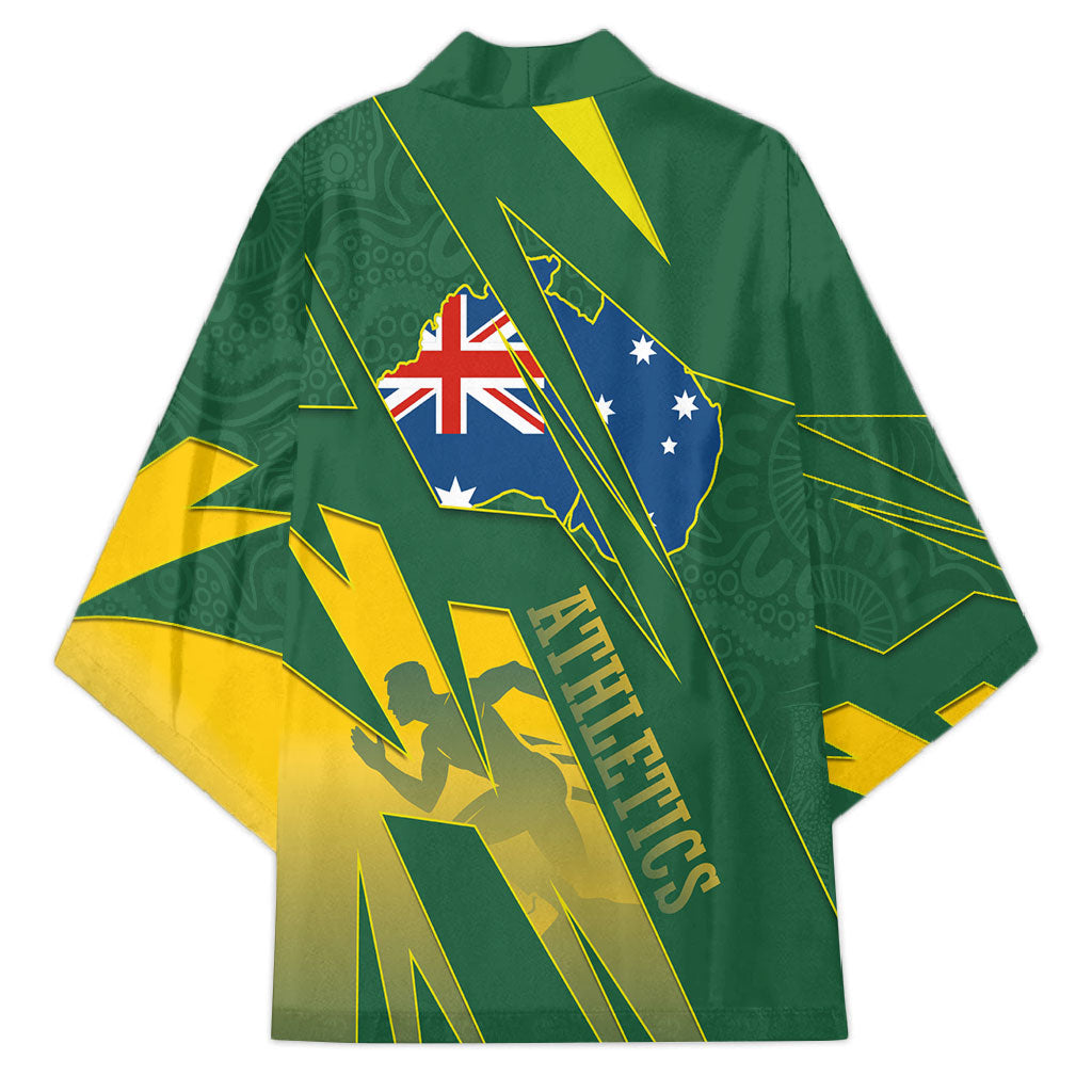 Australia Athletics Kimono Australian Flag Map Track Runner Silhouette Green Gold