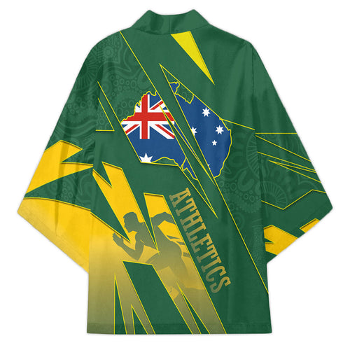 Australia Athletics Kimono Australian Flag Map Track Runner Silhouette Green Gold