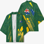Australia Athletics Kimono Australian Flag Map Track Runner Silhouette Green Gold