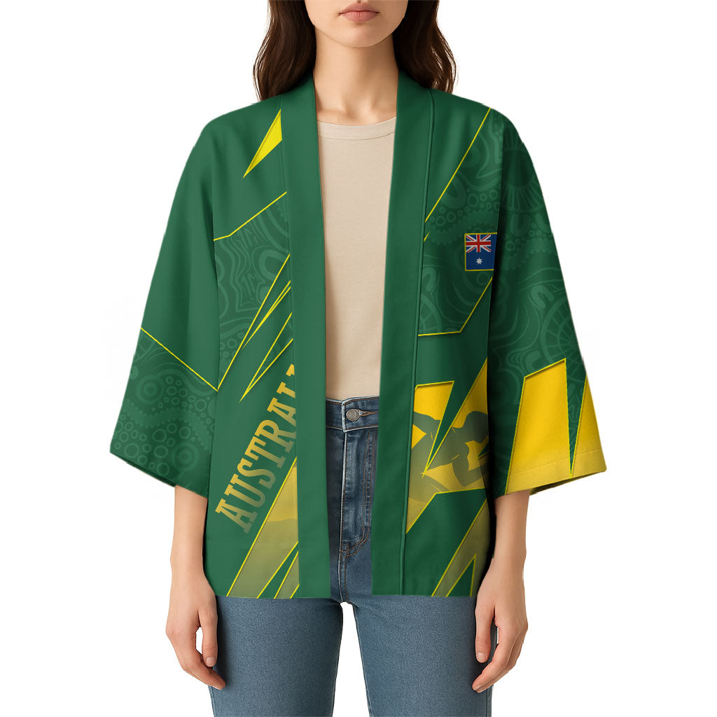 Australia Athletics Kimono Australian Flag Map Track Runner Silhouette Green Gold