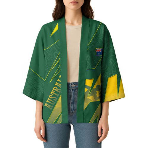 Australia Athletics Kimono Australian Flag Map Track Runner Silhouette Green Gold