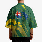 Australia Athletics Kimono Australian Flag Map Track Runner Silhouette Green Gold