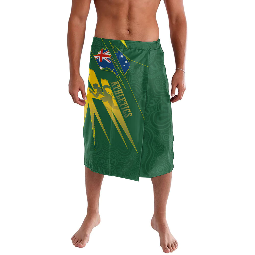 Australia Athletics Lavalava Australian Flag Map Track Runner Silhouette Green Gold