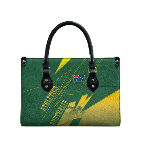 Australia Athletics Leather Bag Australian Flag Map Track Runner Silhouette Green Gold