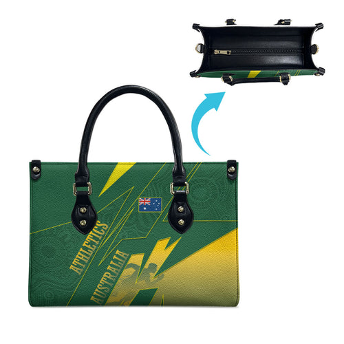 Australia Athletics Leather Bag Australian Flag Map Track Runner Silhouette Green Gold