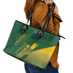 Australia Athletics Leather Tote Bag Australian Flag Map Track Runner Silhouette Green Gold