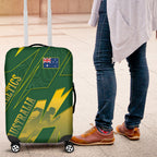 Australia Athletics Luggage Cover Australian Flag Map Track Runner Silhouette Green Gold