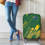 Australia Athletics Luggage Cover Australian Flag Map Track Runner Silhouette Green Gold