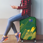 Australia Athletics Luggage Cover Australian Flag Map Track Runner Silhouette Green Gold