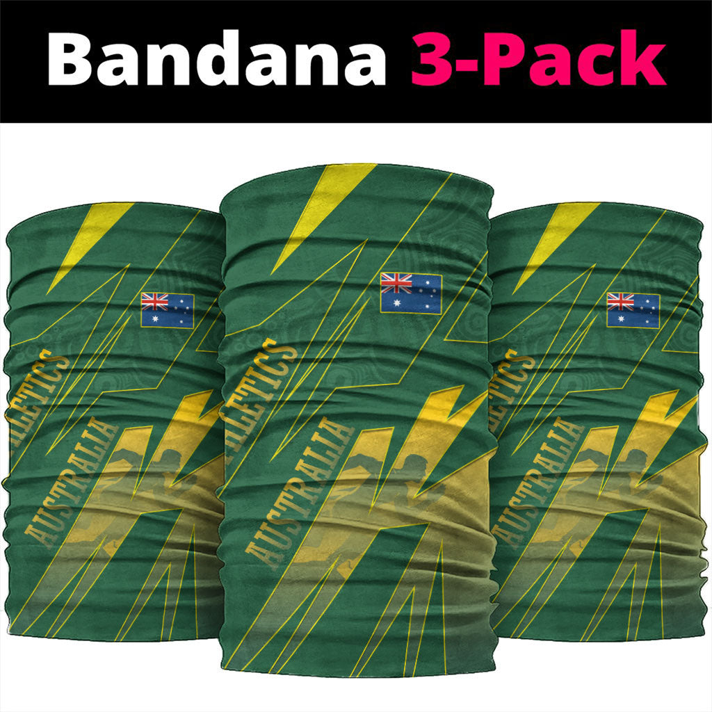 Australia Athletics Neck Gaiter Australian Flag Map Track Runner Silhouette Green Gold