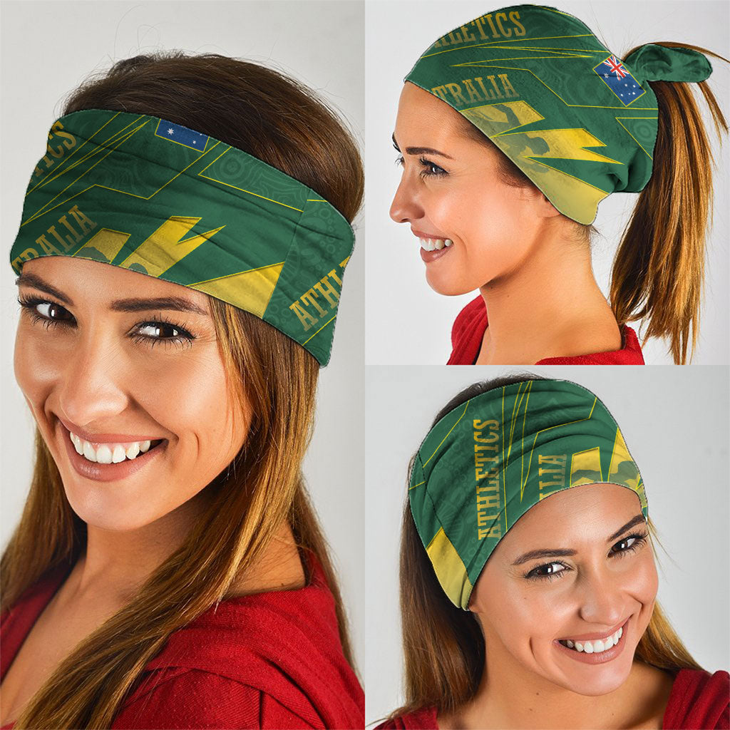 Australia Athletics Neck Gaiter Australian Flag Map Track Runner Silhouette Green Gold