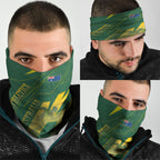 Australia Athletics Neck Gaiter Australian Flag Map Track Runner Silhouette Green Gold