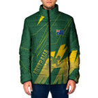 Australia Athletics Padded Jacket Australian Flag Map Track Runner Silhouette Green Gold