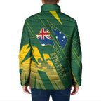Australia Athletics Padded Jacket Australian Flag Map Track Runner Silhouette Green Gold