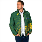 Australia Athletics Padded Jacket Australian Flag Map Track Runner Silhouette Green Gold