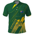 Australia Athletics Polo Shirt Australian Flag Map Track Runner Silhouette Green Gold