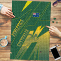 Australia Athletics Puzzle Australian Flag Map Track Runner Silhouette Green Gold