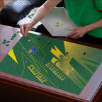 Australia Athletics Puzzle Australian Flag Map Track Runner Silhouette Green Gold
