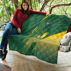 Australia Athletics Quilt Australian Flag Map Track Runner Silhouette Green Gold