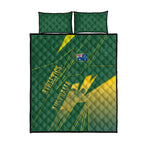 Australia Athletics Quilt Bed Set Australian Flag Map Track Runner Silhouette Green Gold