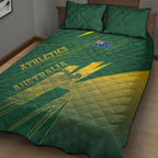 Australia Athletics Quilt Bed Set Australian Flag Map Track Runner Silhouette Green Gold