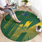 Australia Athletics Round Carpet Australian Flag Map Track Runner Silhouette Green Gold