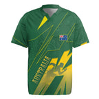 Australia Athletics Rugby Jersey Australian Flag Map Track Runner Silhouette Green Gold
