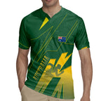 Australia Athletics Rugby Jersey Australian Flag Map Track Runner Silhouette Green Gold
