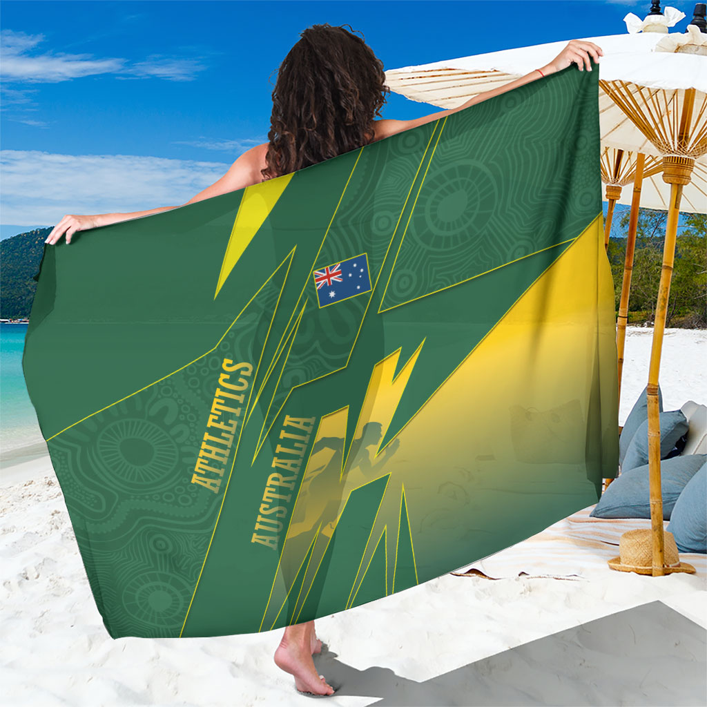 Australia Athletics Sarong Australian Flag Map Track Runner Silhouette Green Gold