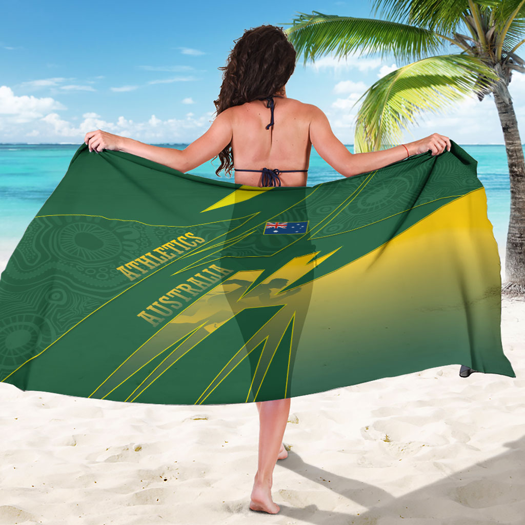 Australia Athletics Sarong Australian Flag Map Track Runner Silhouette Green Gold