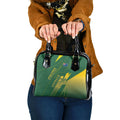 Australia Athletics Shoulder Handbag Australian Flag Map Track Runner Silhouette Green Gold