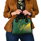 Australia Athletics Shoulder Handbag Australian Flag Map Track Runner Silhouette Green Gold