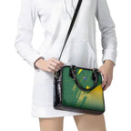 Australia Athletics Shoulder Handbag Australian Flag Map Track Runner Silhouette Green Gold