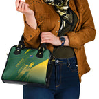 Australia Athletics Shoulder Handbag Australian Flag Map Track Runner Silhouette Green Gold