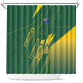 Australia Athletics Shower Curtain Australian Flag Map Track Runner Silhouette Green Gold