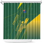 Australia Athletics Shower Curtain Australian Flag Map Track Runner Silhouette Green Gold