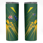 Australia Athletics Skinny Tumbler Australian Flag Map Track Runner Silhouette Green Gold