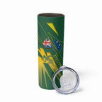 Australia Athletics Skinny Tumbler Australian Flag Map Track Runner Silhouette Green Gold