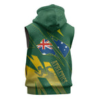 Australia Athletics Sleeveless Hoodie Australian Flag Map Track Runner Silhouette Green Gold