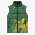Australia Athletics Sleeveless Puffer Jacket Australian Flag Map Track Runner Silhouette Green Gold