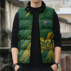 Australia Athletics Sleeveless Puffer Jacket Australian Flag Map Track Runner Silhouette Green Gold