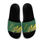 Australia Athletics Slide Sandals Australian Flag Map Track Runner Silhouette Green Gold