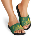 Australia Athletics Slide Sandals Australian Flag Map Track Runner Silhouette Green Gold