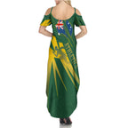 Australia Athletics Summer Maxi Dress Australian Flag Map Track Runner Silhouette Green Gold