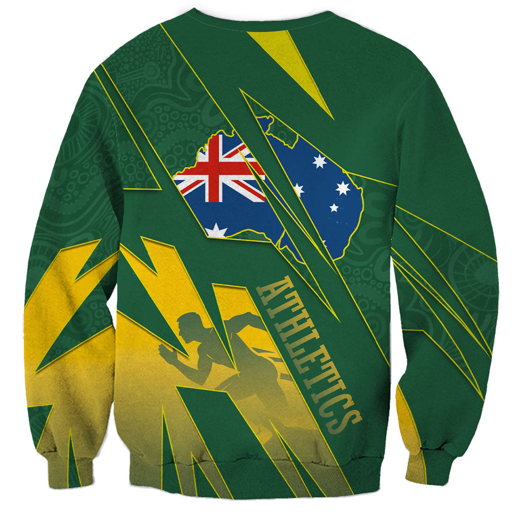 Australia Athletics Sweatshirt Australian Flag Map Track Runner Silhouette Green Gold