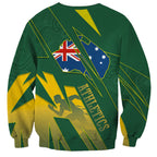 Australia Athletics Sweatshirt Australian Flag Map Track Runner Silhouette Green Gold