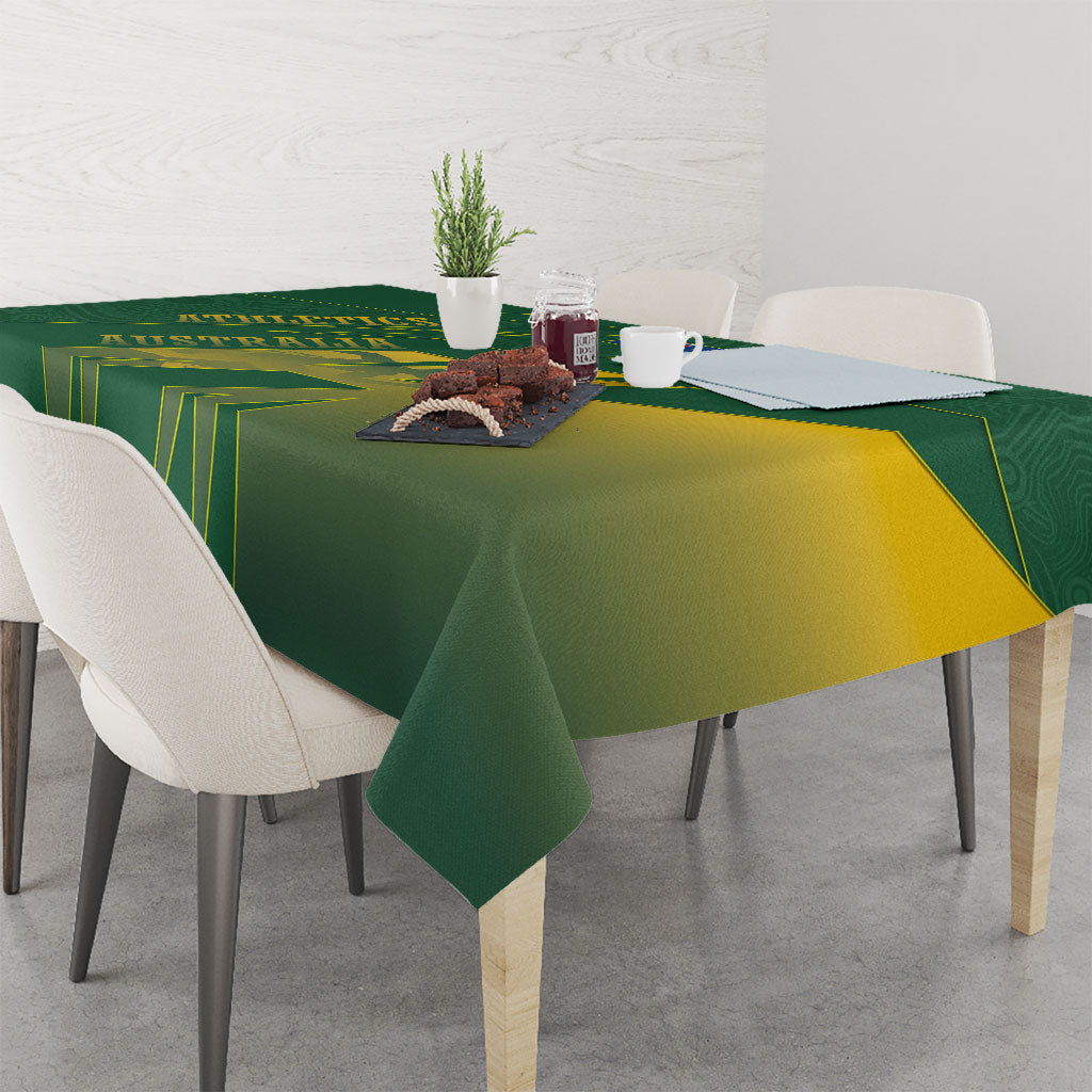 Australia Athletics Tablecloth Australian Flag Map Track Runner Silhouette Green Gold